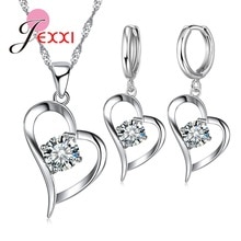 Set di gioielli da sposa in argento Sterling 925 romantico per le donne amore cuore pendenti vuoti collane orecchini per matrimonio