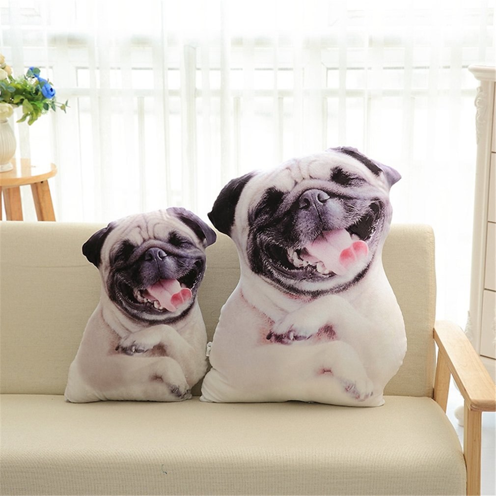 Almohada de simulación 3D para perro, cojín de felpa extraíble y lavable para siesta de oficina, perro, Sharpei, Dálmata, Husky, Lobo
