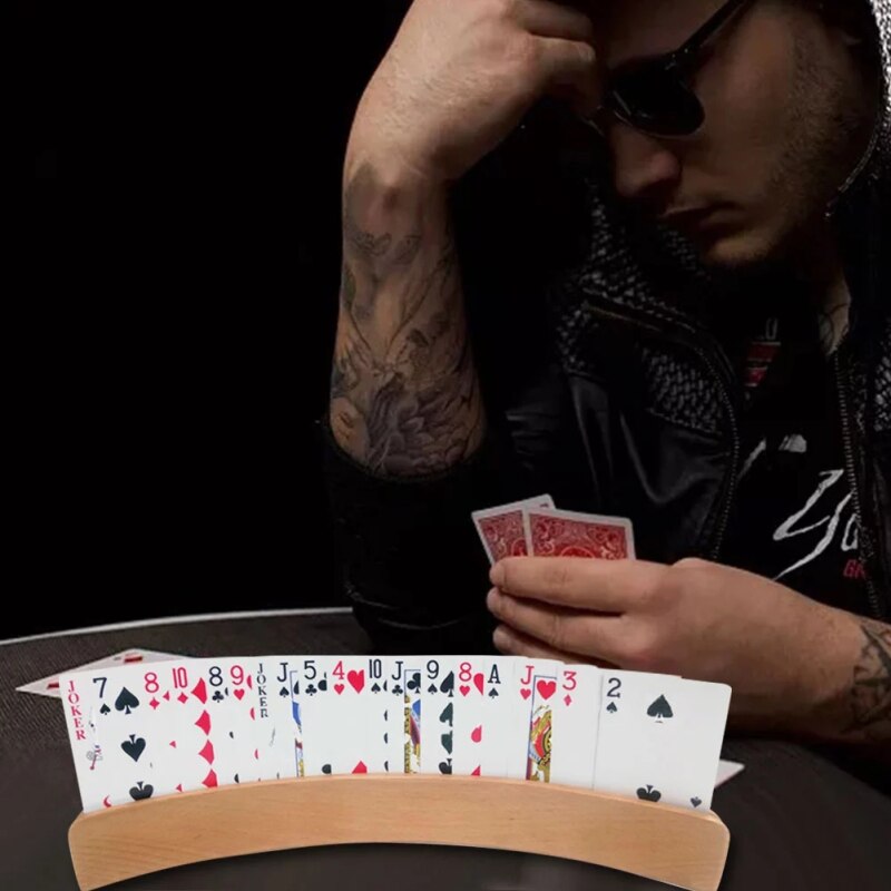 2 teile/satz Holz Hände-Freies Spielkarte Halter Brettspiel Poker Sitz Faul Poker Basis