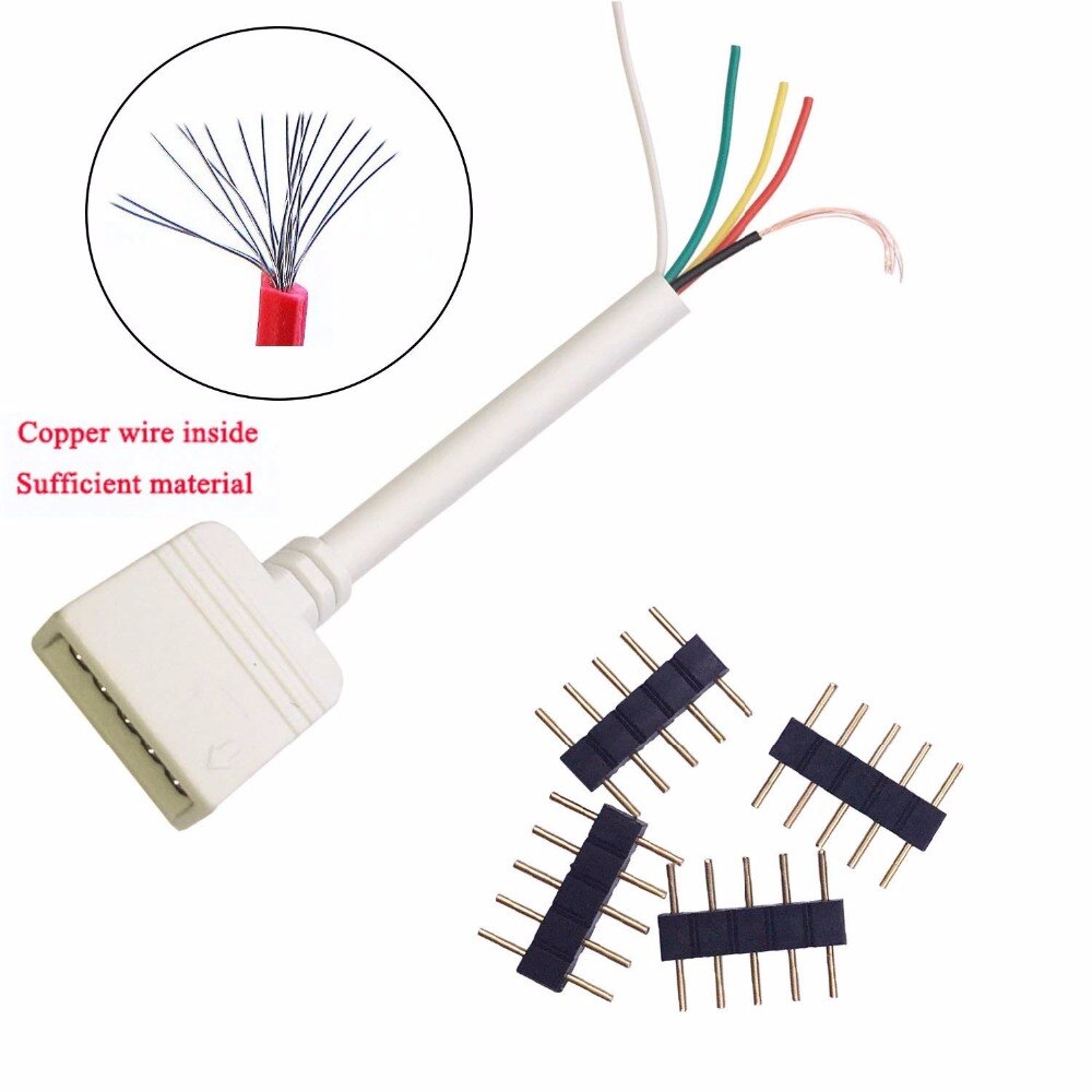 2X RGBW/RGBWW Color Changing Flex LED Strip Light 5pin 3m/9.8ft Extension Cable Connector,RGBWW LED Tape Solderless Adapto