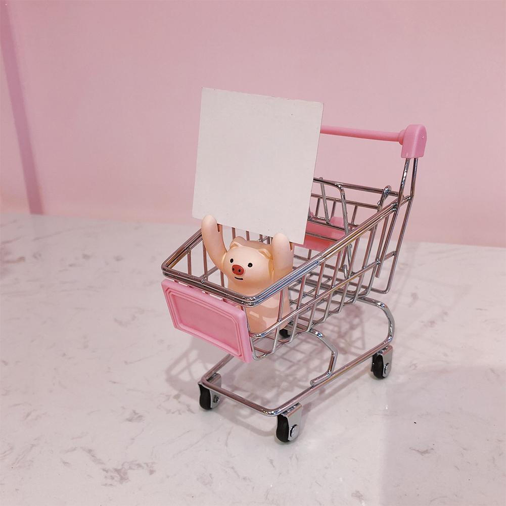 1 stk mini pink indkøbsvogn børn foregive desktop legetøjsvogn simulering shopping dekoration børn hånd ca  i4 j 8