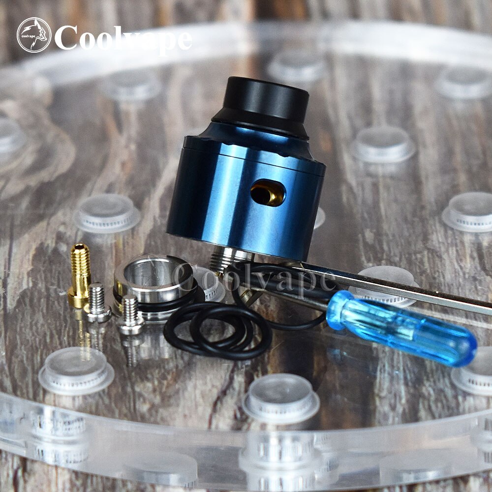 coolvape Mechanical Squonk Box MOD with coolvape RDA 13ml Silicone Bottle 18650 battery Auto-adjusting Box MOD 510 pin bf mod: blue