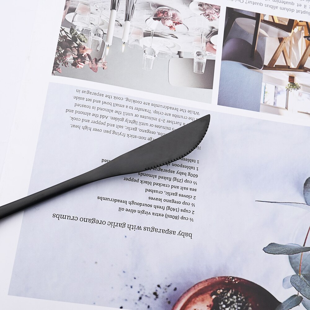 Matte Black Dinnerware Set Western Cutlery Set Stainless Steel Tableware Dinner Knife Fork Spoon Flatware Kitchen Silverware Set