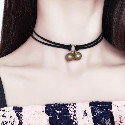 Japanese Kpop Spring Cherry Blossoms Heart Pendant Choker Short Clavicle Necklaces For Girl Cute Aesthetic Jewelry