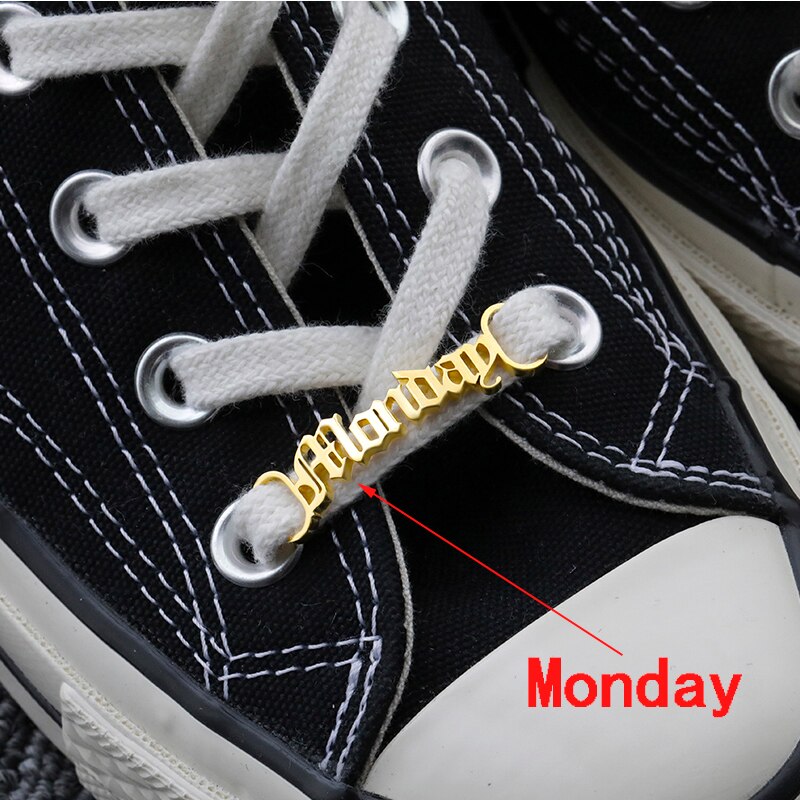 Nette Baby Mädchen Edelstahl Schuh Schnalle Sternzeichen Schuh Schnalle Für Frauen Männer Gold Schnürsenkel Tag Charme Schmuck Zubehör BFF: Monday
