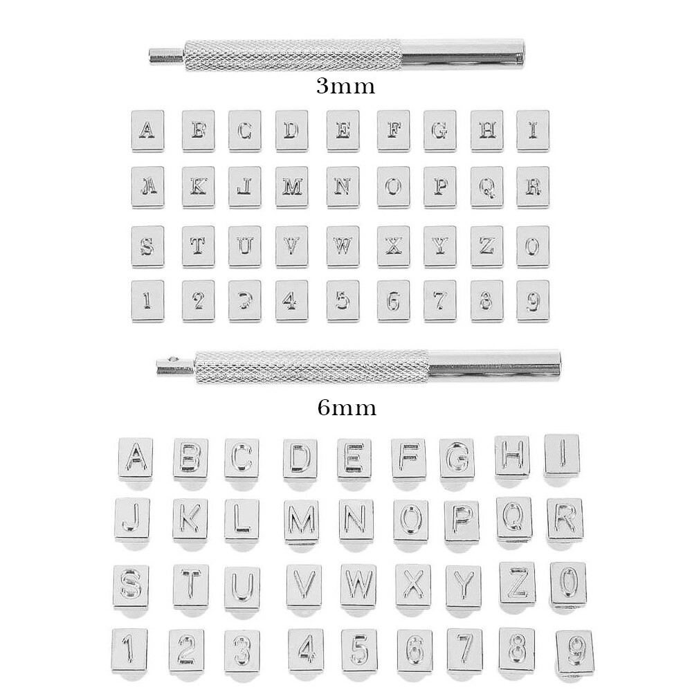 36Stck Alphabet knapp Leder Stempel einstellen Stahl schlagen Metall Leder Stanzen Werkzeuge Für DIY Leder Handwerk Werkzeuge 3mm/6mm