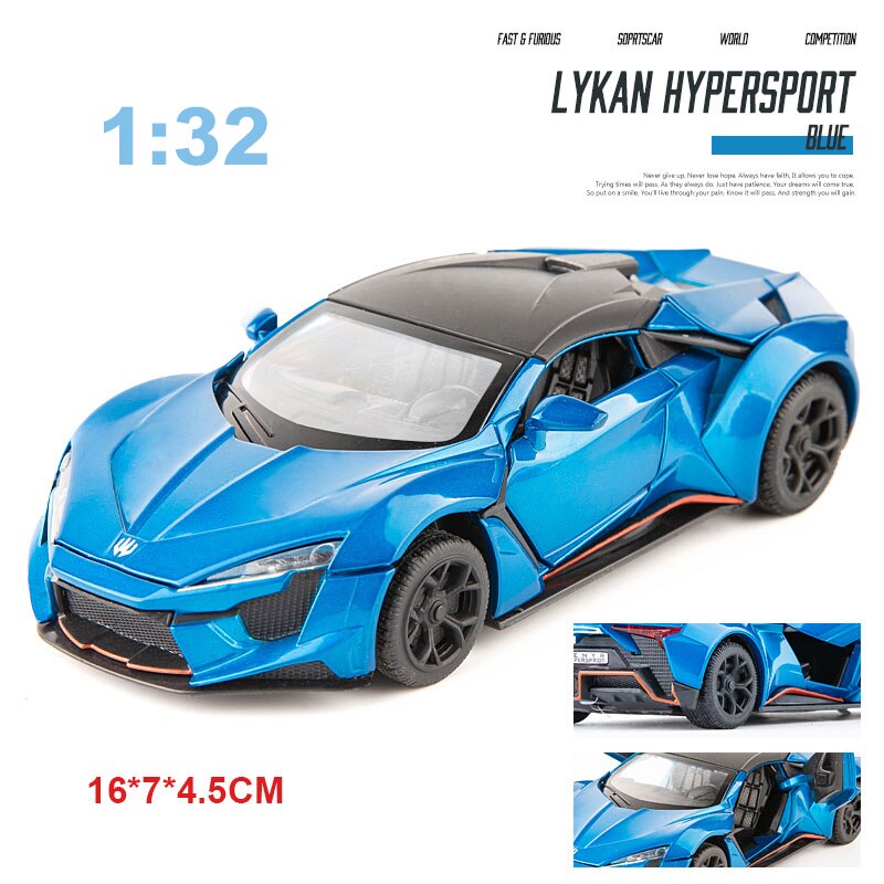 1:24 1:32 Lykan Hypersport In Lega Modello di Auto Giocattoli Pressofusi E Veicoli Auto giocattolo In Metallo Collezione Del Capretto Giocattoli Per Bambini Regali Veloce-Fast And Furious: 1 32 Blue