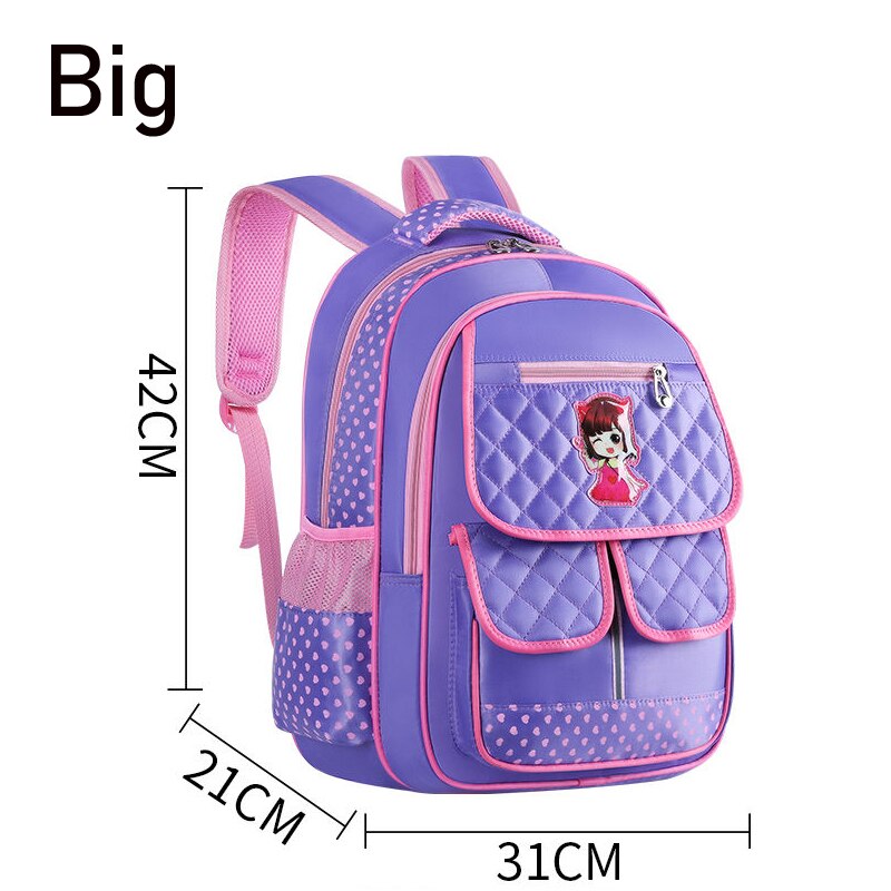 Kinder Schule Taschen für Mädchen Grundschule Rucksäcke Kind Prinzessin Orthopädische Schul Wasserdichte Große Kapazität Bookbag Mädchen: big purple