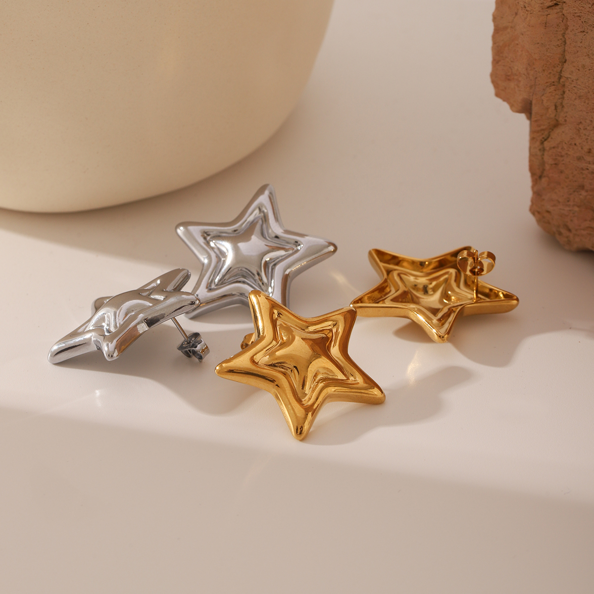 Boucles d'oreilles étoile en acier inoxydable plaqué or 18 carats pour femmes, bijoux tendance, accessoires de boucle d'oreille à la , pour la fête des Léons, avocat