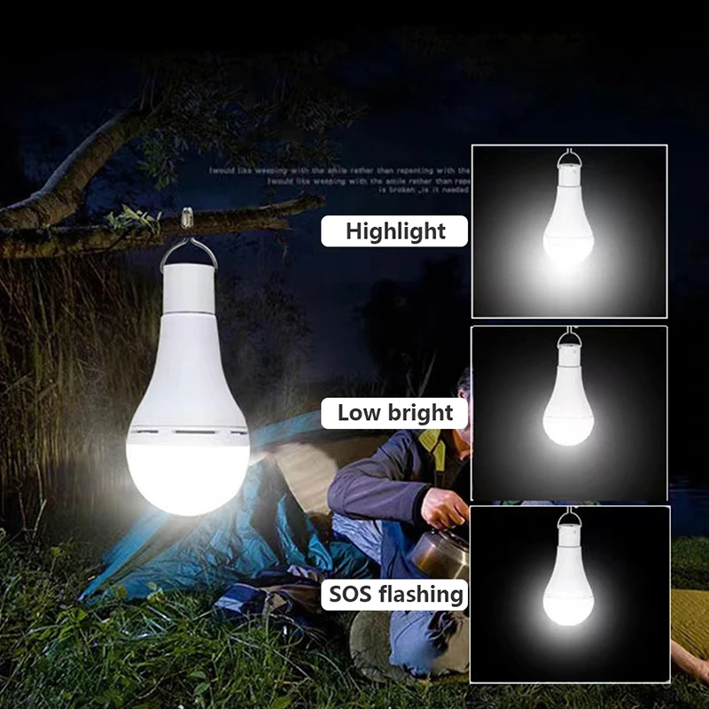 Led Hangende Zonne-Lamp Waterdichte Usb Opgeladen Noodverlichting Zonlicht Aangedreven Lamp Buitenshuis Solar Bulb Light
