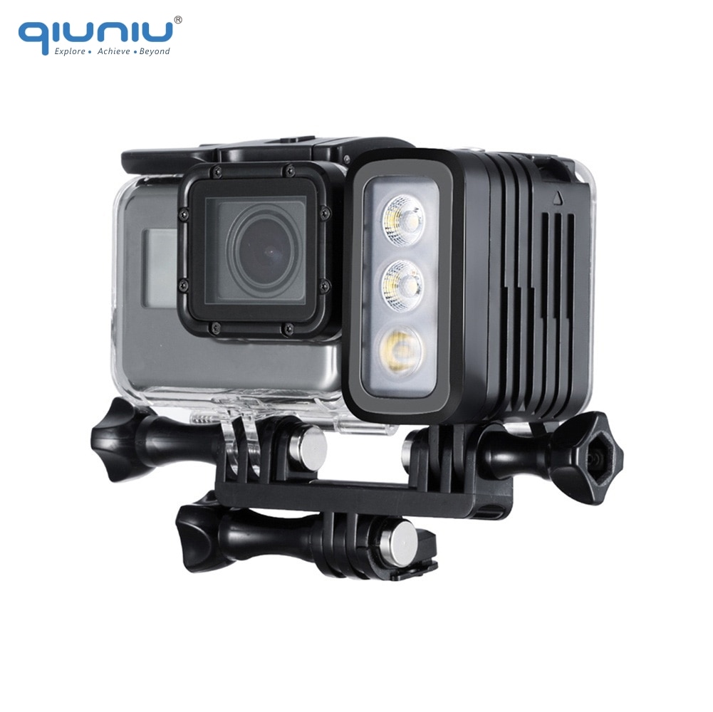 QIUNIU 50M Onderwater Duiken LED Licht Waterdicht Licht Vullen voor GoPro Hero 8 7 6 5 4 voor DJI osmo Actie voor Canon DSLR Camera 'S