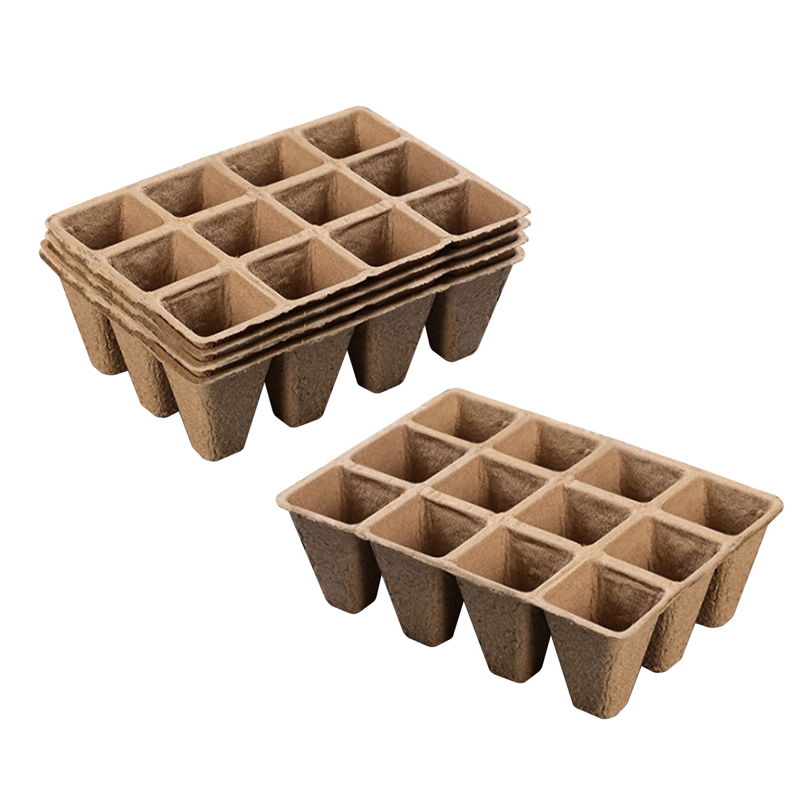 Seed Starter Pots Kit 5/10PCS 12-Grid Biodegradable Seed Tray Peat Pots Seedlings Starter Tray Kit for Garden Plant: 12  5pc