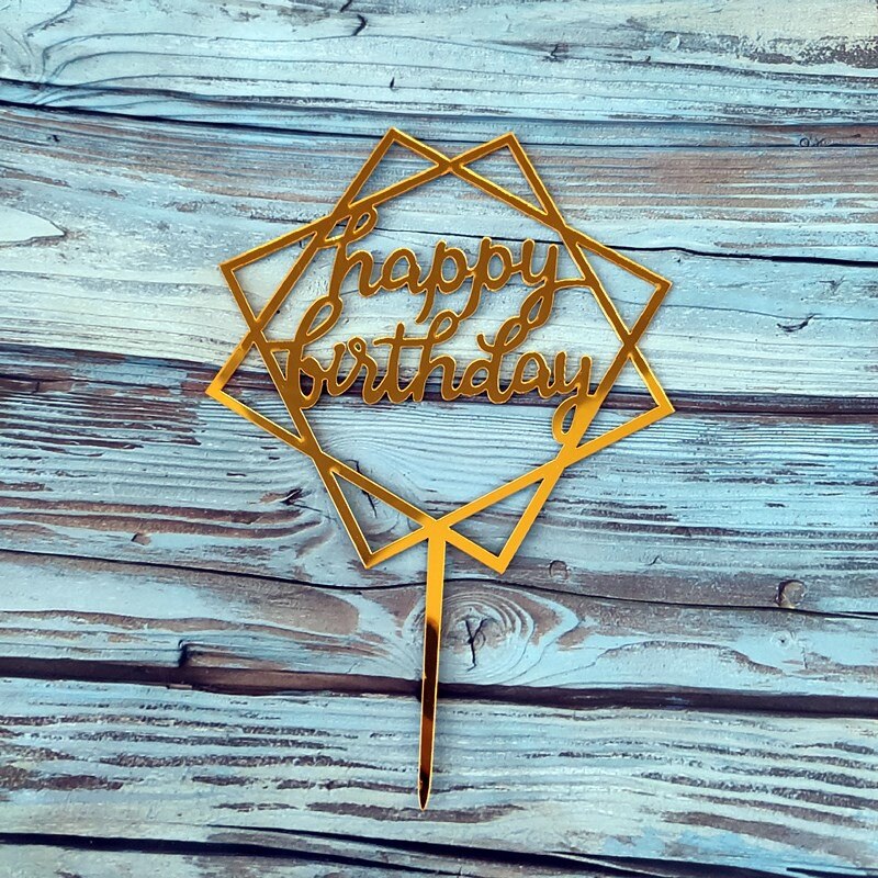 Pak Van 10 Stuks Gelukkige Verjaardag Cake Topper Cake Insert Taart Decoratie Zilver: Design08