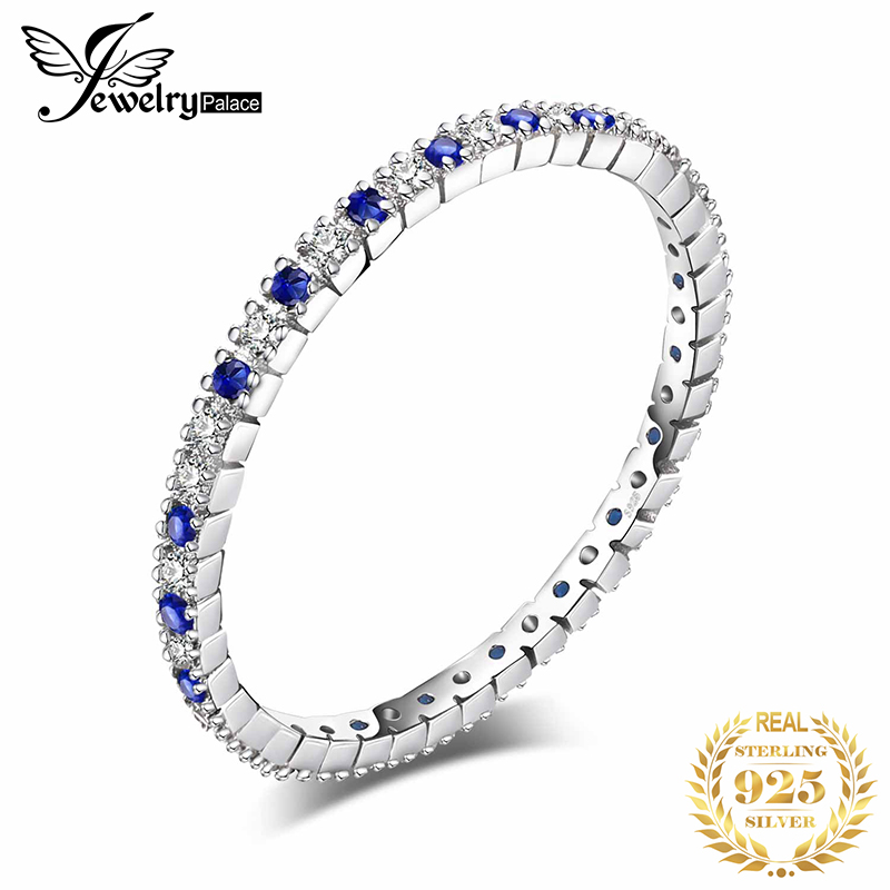 Jewelrypalace Gemaakt Blue Spinel Ring 925 Sterling Zilveren Ringen Voor Vrouwen Trouwringen Eternity Band Zilver 925 Fijne Sieraden