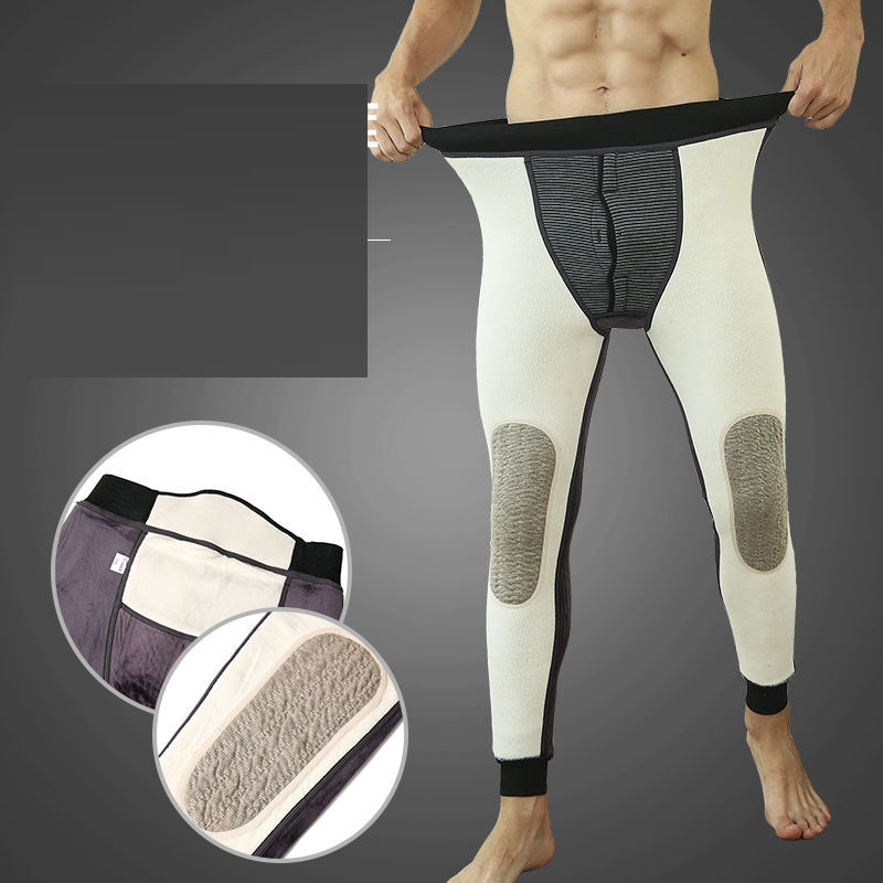 Talvi lämpimät housut miesten yksiväriset lämpimät legginsit miesten plus sametti paksu polvisuojat puuvilla mukava lämpö alusvaatteet bo