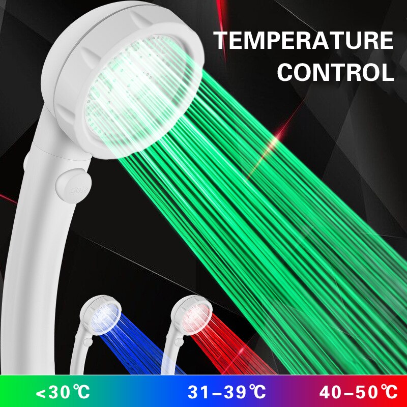 Lumière LED pomme de douche contrôle de température buse de douche couleur luminothérapie Anion bain pomme de douche LED veilleuses buses de bain