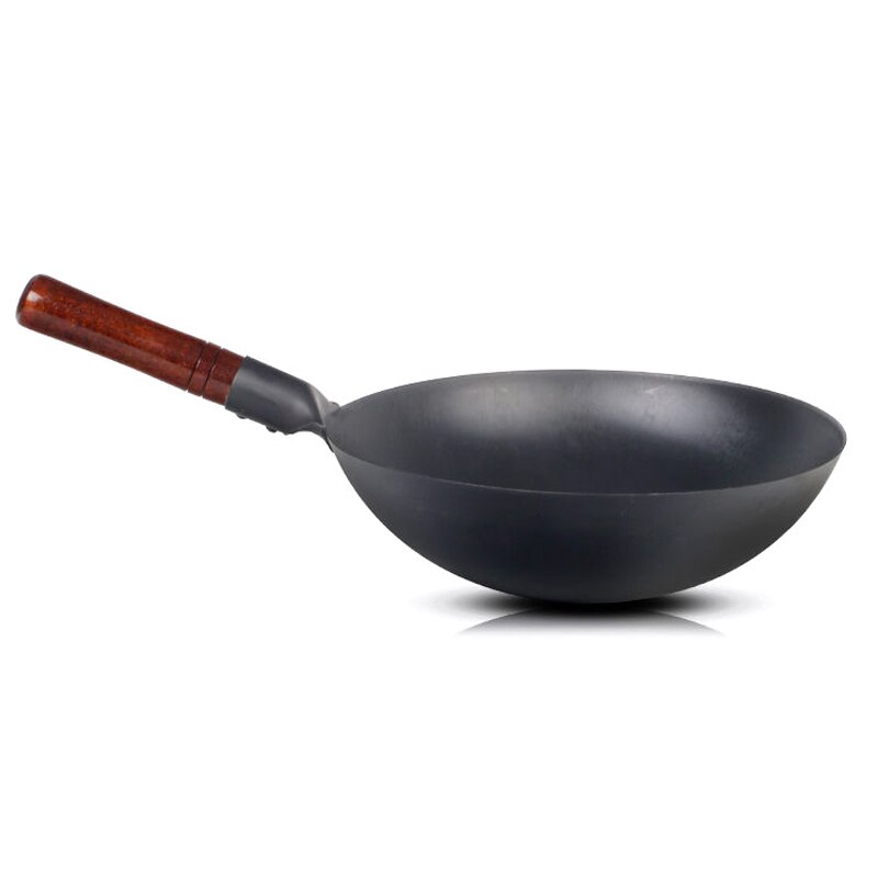 Chinese Handmade Traditional Iron Wok,Wooden Handle,No Chemical,Non-coating,Kitchen Cookware Restaurant Cookware