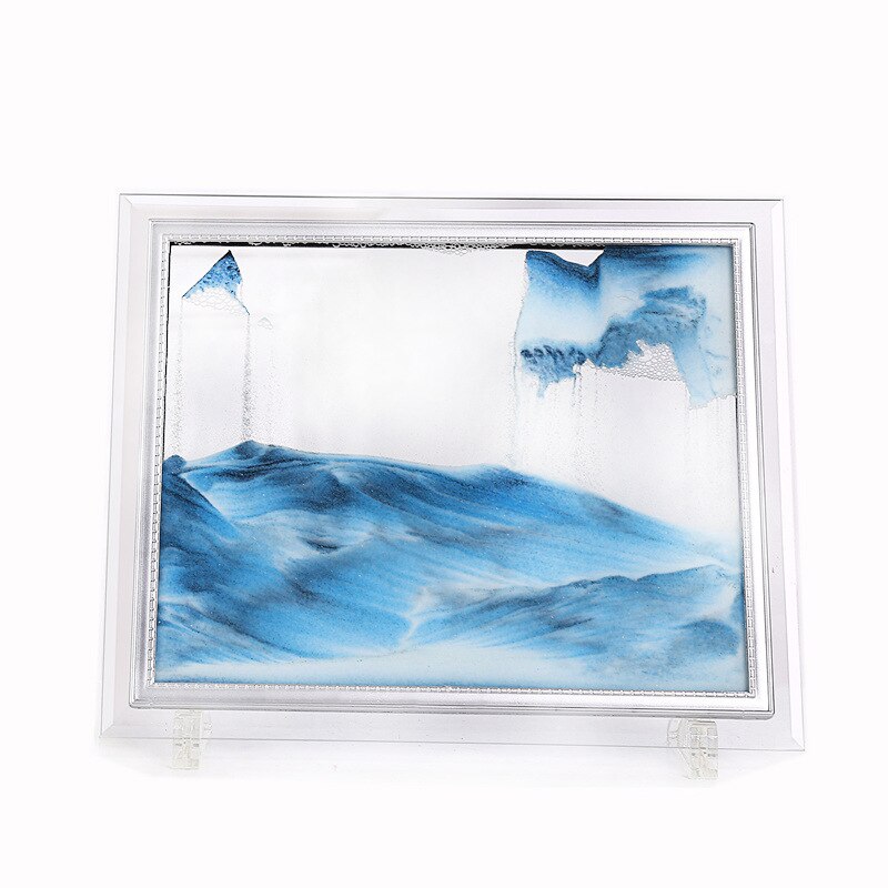 Glas kviksand flow landskab male kontor stue 3d glas fotoramme flyt sand billede timeglas indretning male
