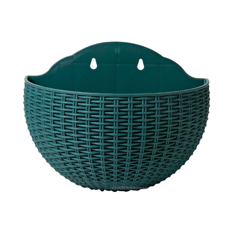 Flower Pot Exquisite Wall-mounted Plastic Wall Hanging Basket Flowerpot for Outdoor Garden Balcony Decoration Planter: green / Small