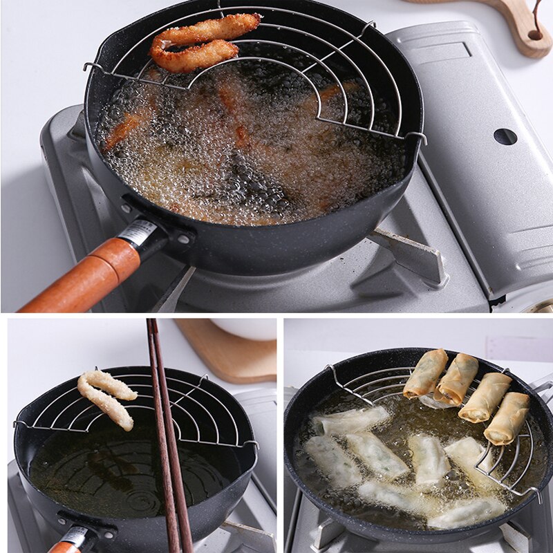 Vacclo 1 pc Semi-circular Oil Drain Rack Kitchen Frying Pan French Fries Fried Chicken Leg Meatballs Cooking Oil Filter Holder