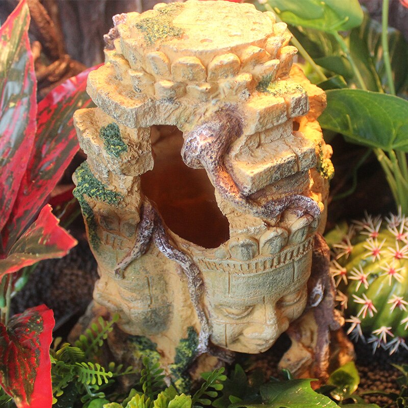 Pasen Island Stone Head Aquarium Ornament Hars Vis Tank Moai Standbeeld Micro Landschap Decoratie Accessoires voor Vissen Tank Aquarium