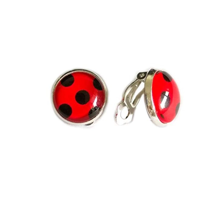 Christmas Animal Beetle Earrings Children Red Enamel Beetle Ladies Ear Clips