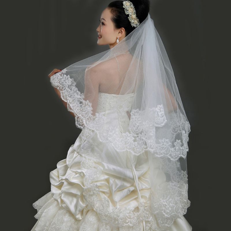 Voile de Tulle blanc Ultra Long, 1.5/2/3/5M, 1 couche, voile de mariage, large, brodé, Floral Hexagonal, bord appliqué, 1.5/2/3/5M