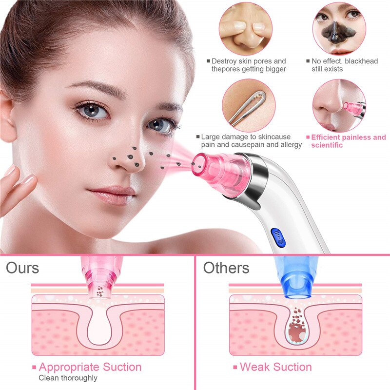 Facial Vacuum Blackhead Whitehead Remover Electric Face Nose Cleaner T Zone Pore Acne Pimple Removal Skin Care Beauty Clean Tool
