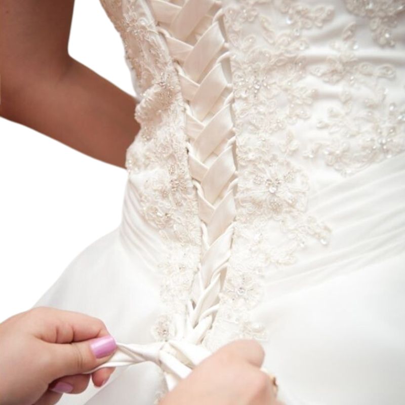 118Inch Trouwjurk Rits Vervanging Verstelbare Corset Terug Kit Lace-Up Satijnen Lint Banden Voor Bruids Banket Avond gown: Beige