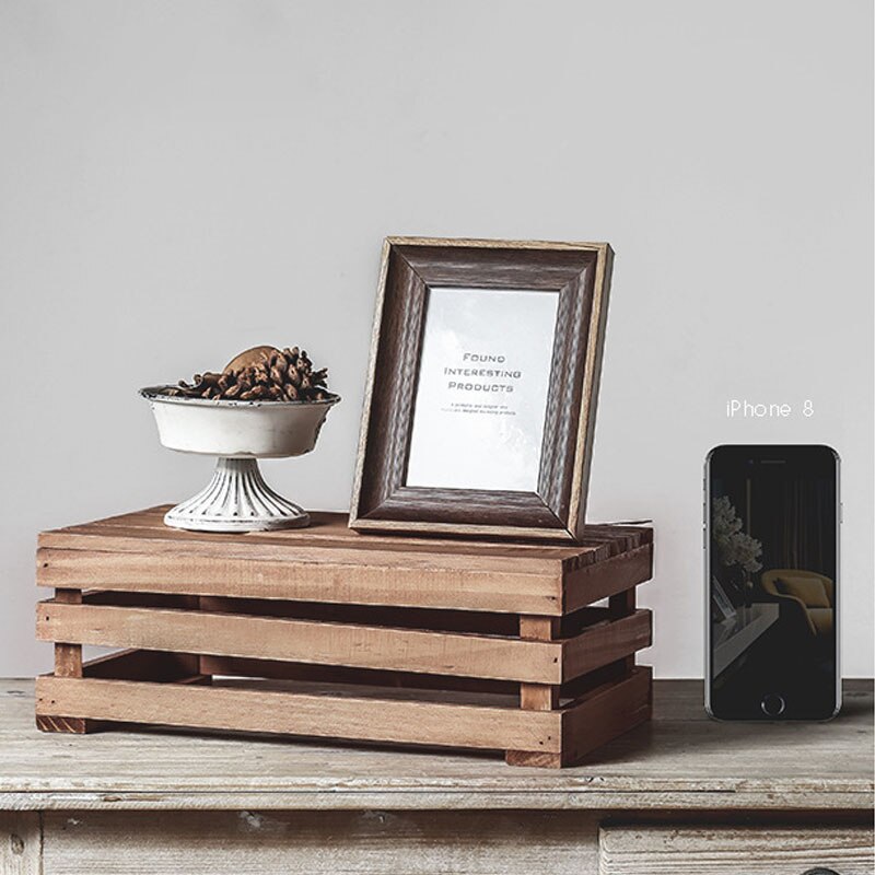 Nordic Rectangle Storage Box Wooden Crate Box Fruit Solid Wood Strip Handmade Crafts Home Decoration Organizer Sundry Craft