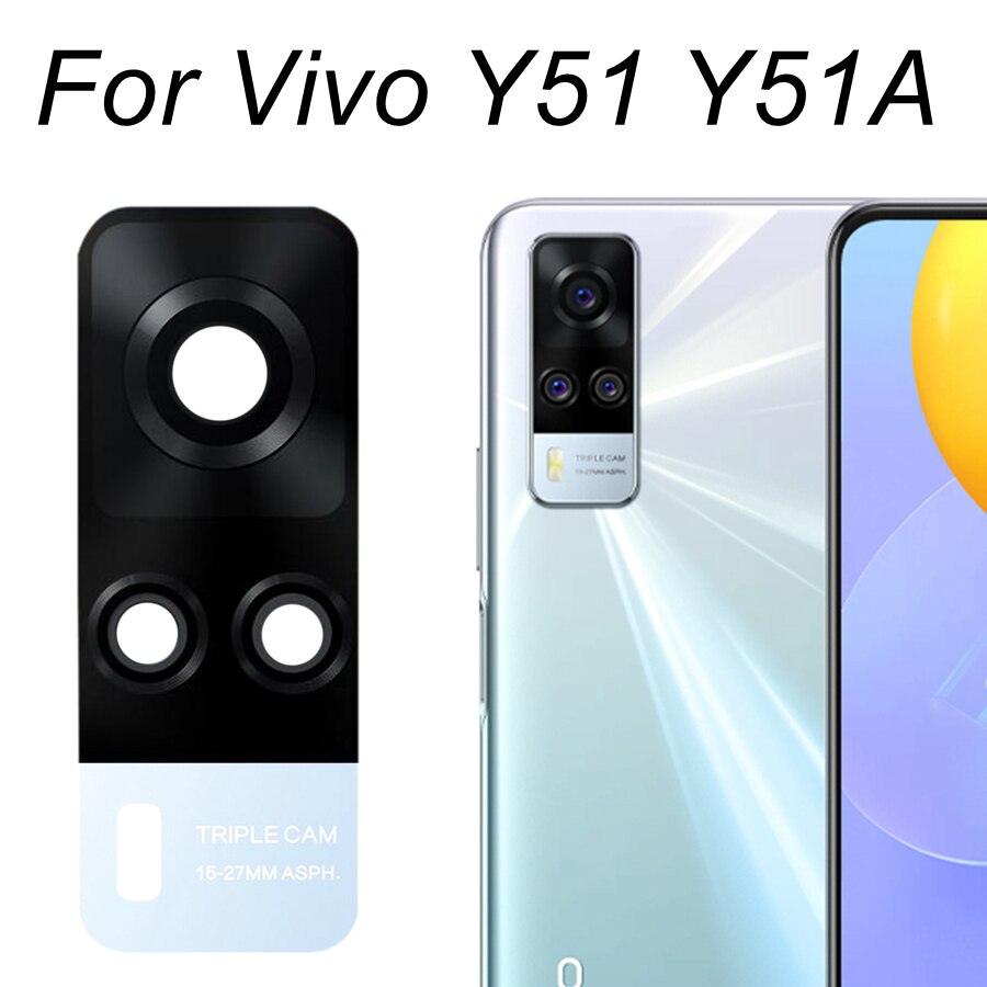 Originele Rear Terug Camera Glazen Lens Voor Vivo Y3S/Y5S/Y7S/Y9S/Y20/Y30/y30G/Y31/Y31S/Y50/Y51/Y52S/Y73S/Y93/Y97 Vervangende Onderdelen: Y51 Y51A-Crystal