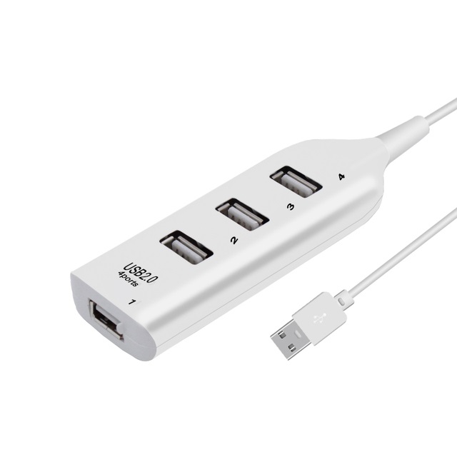 Przenośny 4 Port wielu rozdzielacz Hub na USB o wysokiej prędkości USB 2.0 wiele Expander do laptopa PC komputer przenośny akcesoria: WHITE