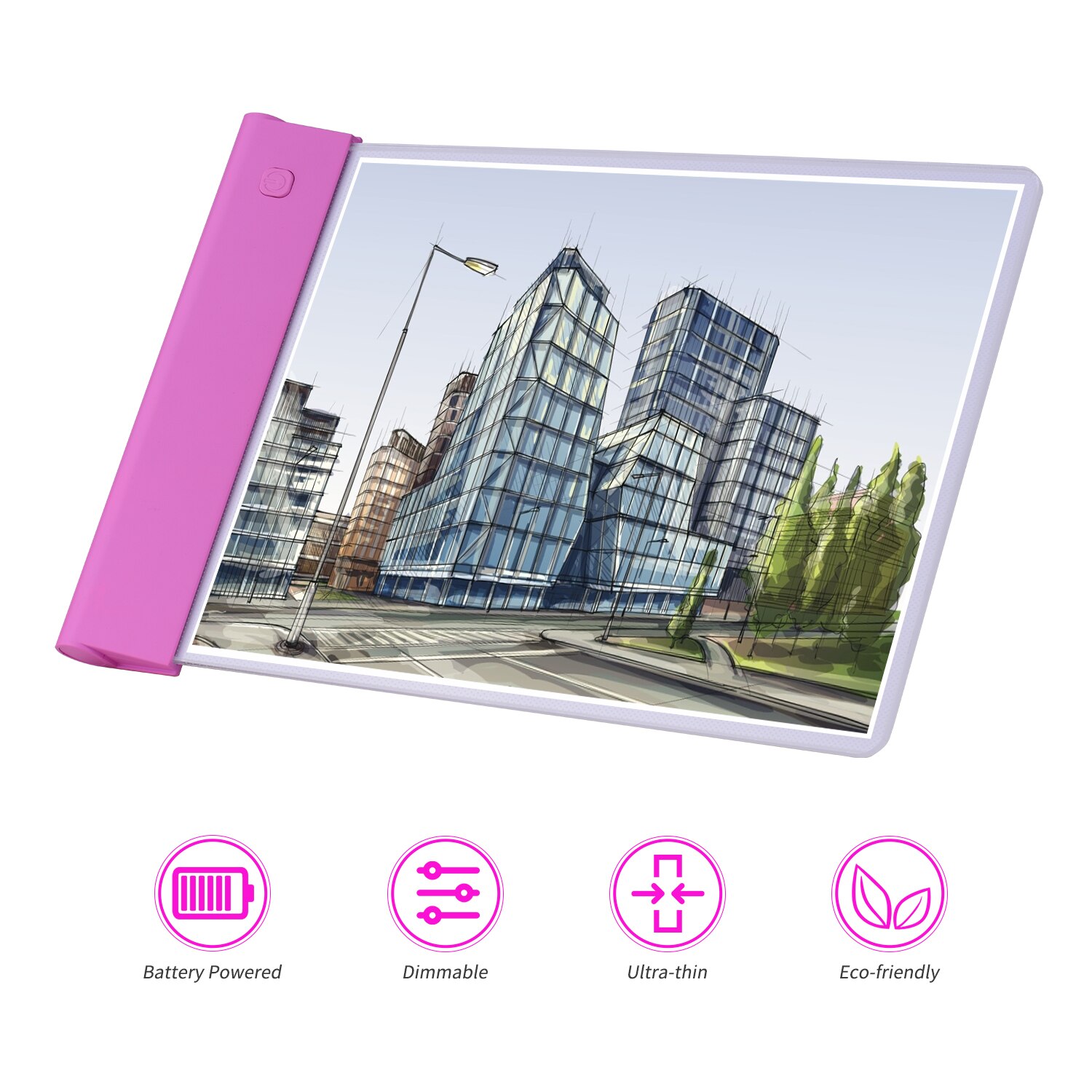 A4 Portable LED Light Box Tracer Ultra-thin Artcraft Tracing Light Pad 3 Levels Dimmable Brightness Battery Powered for Drawing