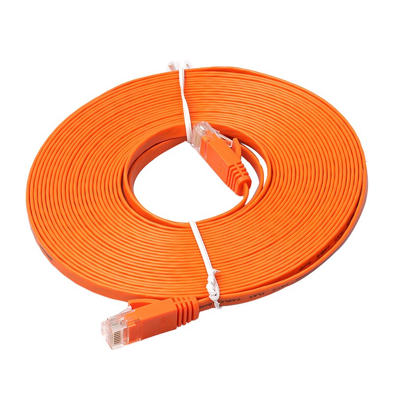 Ethernet CAT6 Internet Network Flat Cable Cord Patch Lead RJ45 For PC Router: Orange / 3m