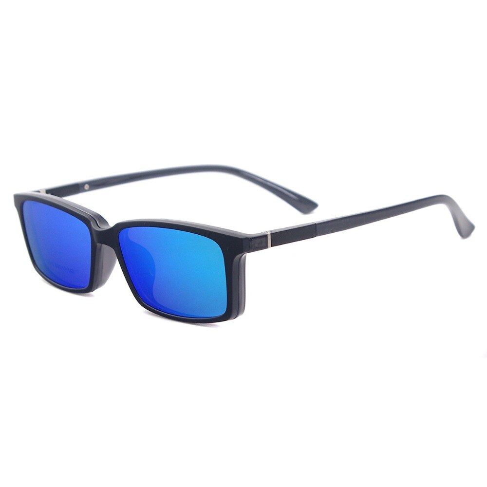 TendaGlasses Lightweight Flexible Rectangular TR90 Men Women Prescription Eyeglass Frame with Polarized Clip On Sunglasses