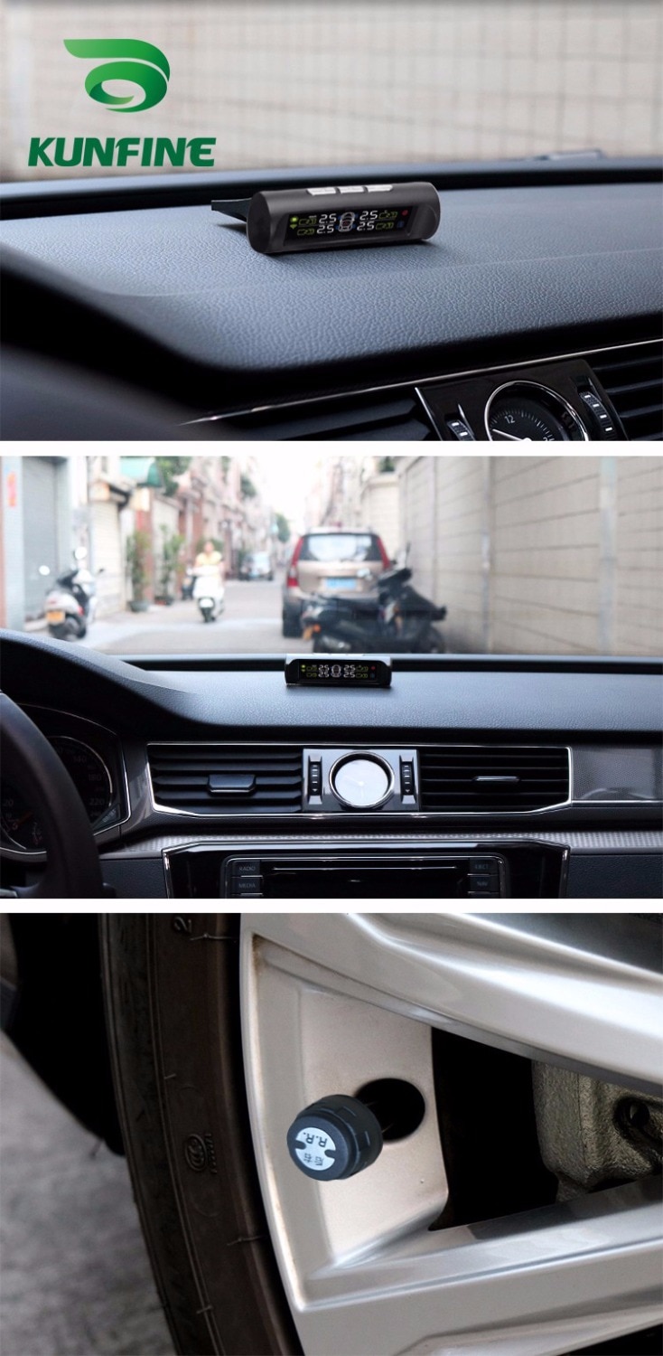 Solar Energy Smart Car TPMS Tire Pressure Monitoring System Digital LCD Display Auto Security Alarm Systems with Sensor