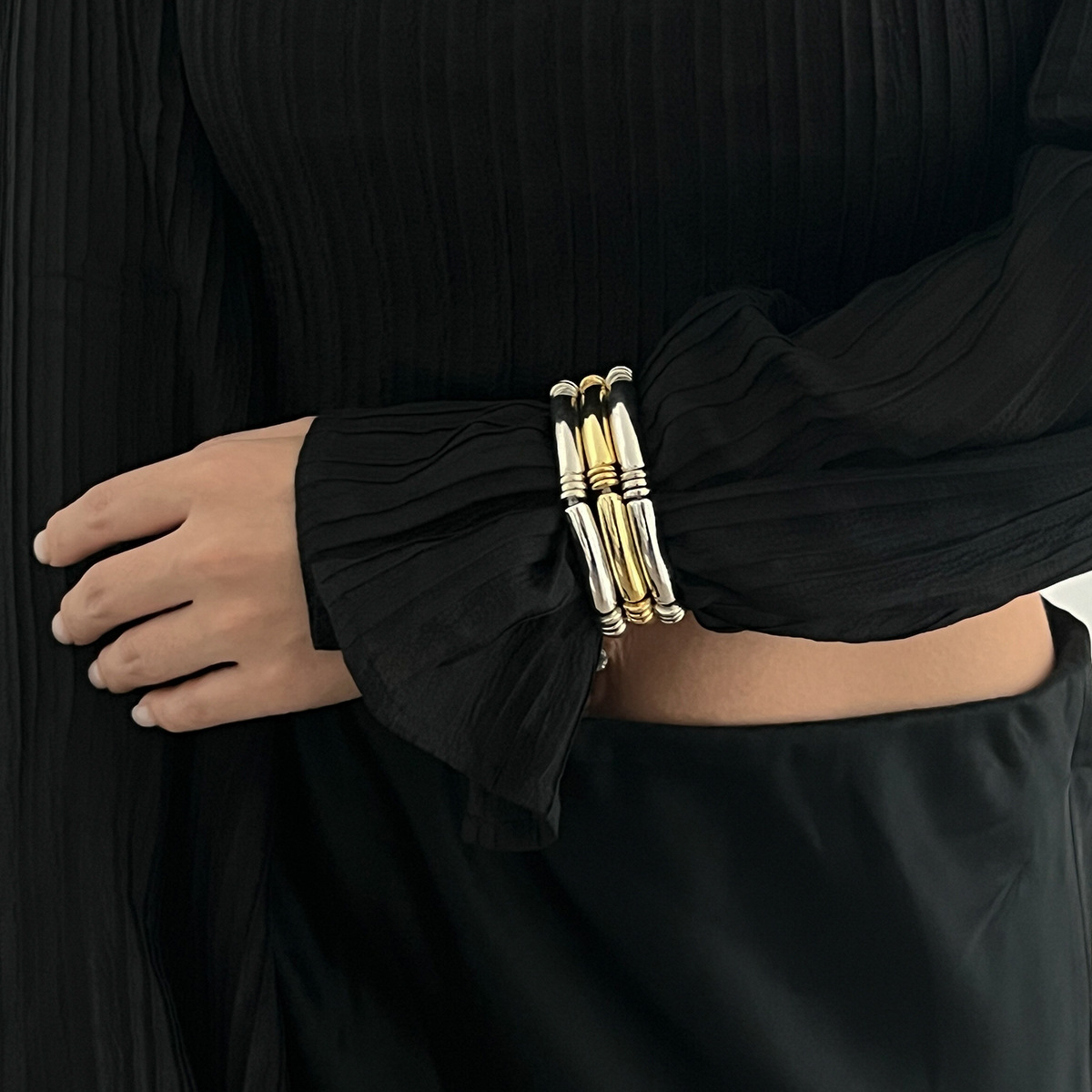 KMVEXO Vintage Acrylic Bamboo Beads Bracelet for Women Multi Color Stretchy Resin Girls Charm Couple Bangles Men Jewelry