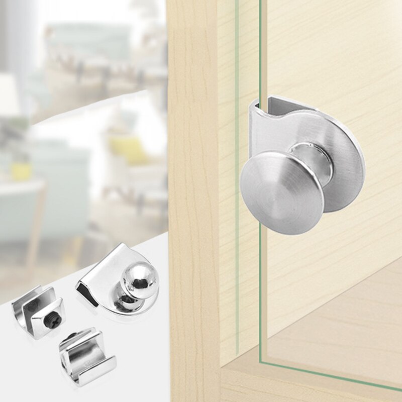 2pcs Glass Pivot Clamp Clip Door Display Cabinet Showcase Pivot Hinges Bracket