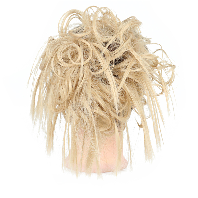 Xinran syntetisk hårstykke rodet knold pjusket hårstykke elastikbånd chignon hår krøllet scrunchie updo cover til kvinder 17 farver: 18