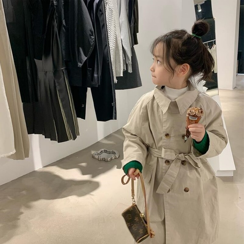 Mode Baby Meisje Jongen Katoen Geul Jas Lange Baby Peuter Windscherm Jas Lente Herfst Kind Stof Jas Kleding 2-7Y
