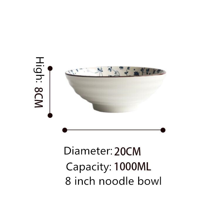 Japanse Stijl Keramische Keuken Plaat Servies Set Voedsel Gerechten Rijst Salade Noedels Kom Soep Keuken Cook Tool 1 Pc: 8 inch noodle bowl