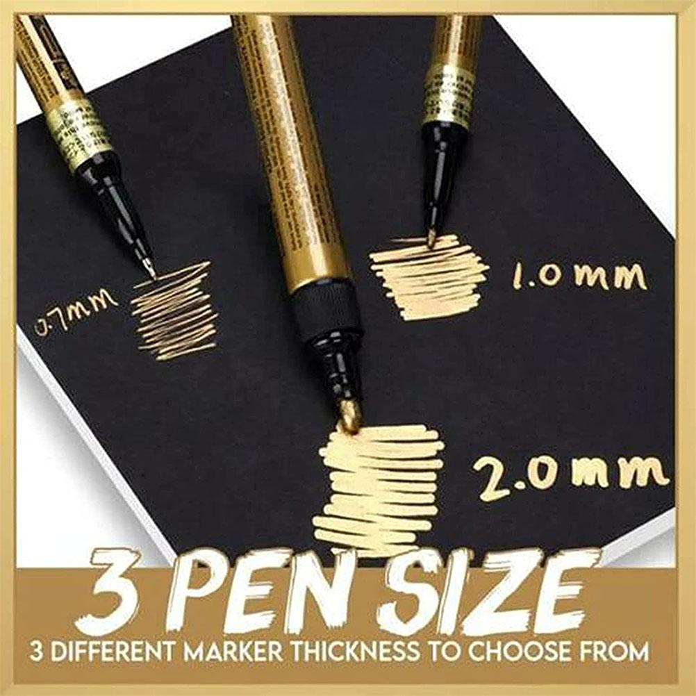 3Pcs Liquid Mirror Chrome Marker Gold Chrome Silver Model Gloss Paint Marker Pen