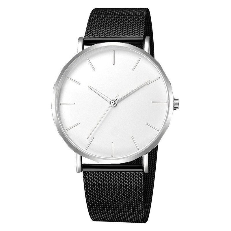 Minimalistisk ur reloj hombre ure til mænd relogio masculino montre homme man orologio uomo herre relojes para horloges mannen: Sort sølv hvid