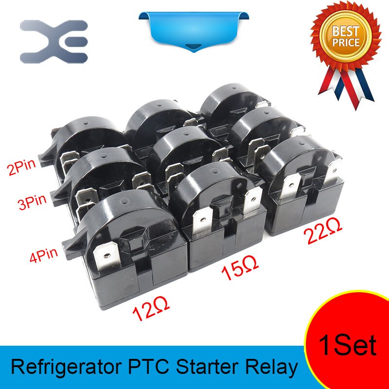 9 Uds repuestos de nevera piezas de arranque 2 3 4PIN 12 15 22OHM motor de arranque PTC de accesorios refrigerador de refrigerador