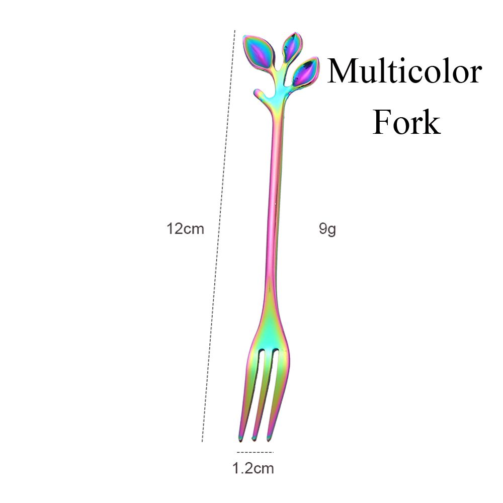Dessert Utensils Small Branches Leaf Home &amp; Kitchen Coffee Spoon Fruit Fork Upscale Dinnerware Tea Scoops: multicolor-Fork