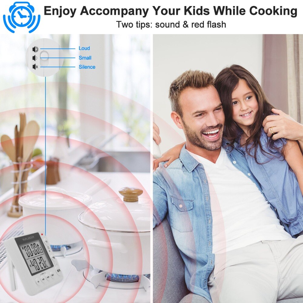 Kitchen Timer Digital Countdown Timer 2 Channel Flashing LED for Lab Electronic Kitchen Homework Exercise Gym Workout Cooking