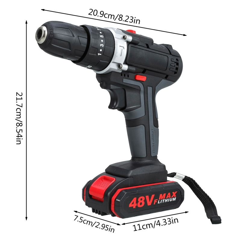 Taladro eléctrico de impacto de 48V, destornillador inalámbrico, controlador de potencia, llave de batería de litio, juego de taladro eléctrico inalámbrico