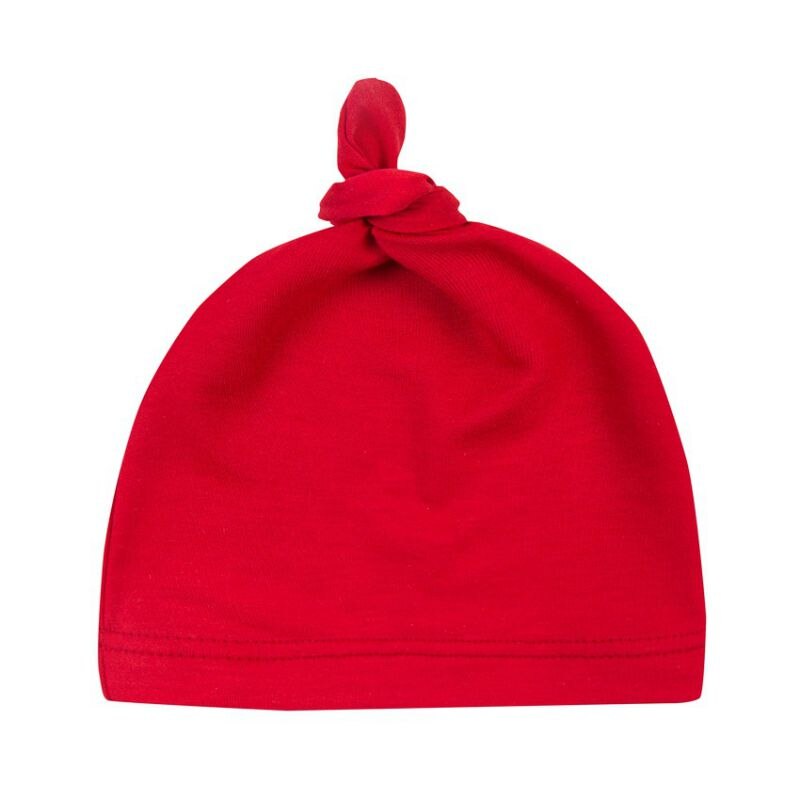 16 Colors Baby Newborn Boys Girls Beanies Caps Cute Toddler Beanie Infant Cotton Knot Sleep Hats Photography Props: Red