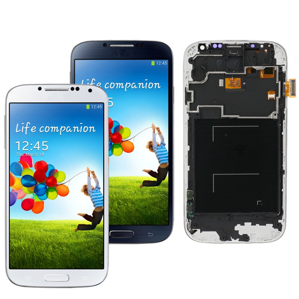 100%  testet lcd-enhet for samsung galaxy  s4 i9500 i337 lcd berøringsskjerm med ramme for samsung  i9506 i9500 erstattet lcd