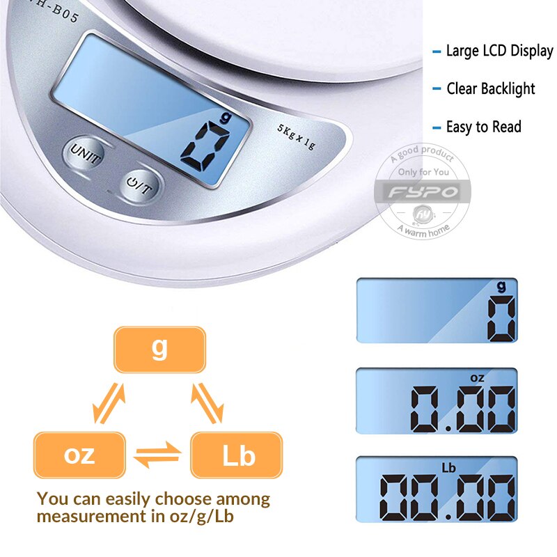 5kg/1g Kitchen Scales with Tray balance Cuisine Foods Measuring weighing Jewelry Medicine scales LED Measures electronic scales